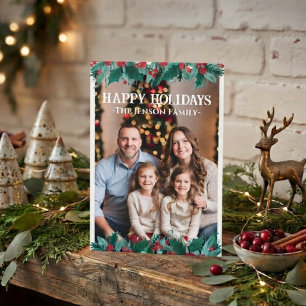 Border Wreath Photo Christmas Card