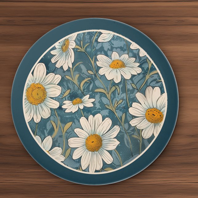 Bordered Art Nouveau Shasta Daisy  Ceramic Knob (Creator Uploaded)