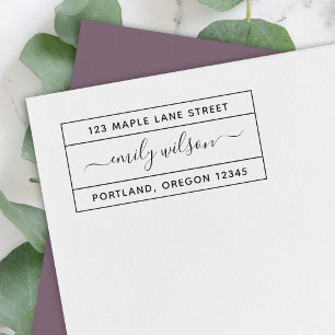 Bordered Calligraphy Script Name Return Address Self-inking Stamp