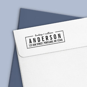 Bordered Modern Bold & Script Names Return Address Self-inking Stamp