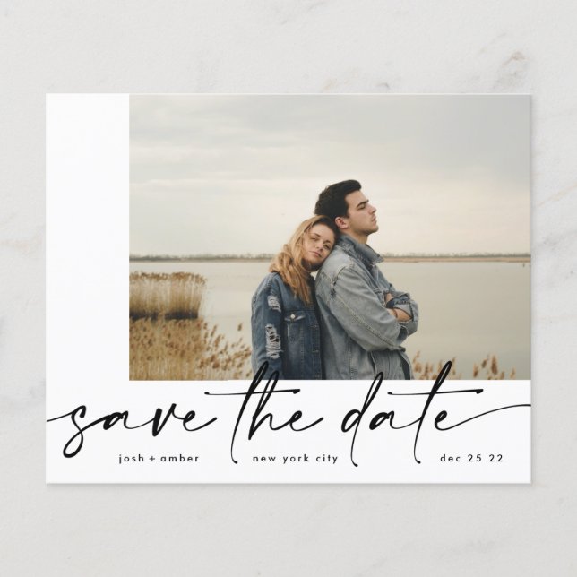Bordered | Modern budget Photo Onyx save the date Flyer (Front)