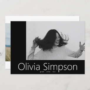 Bordered Modern Simple White Photo White Onyx Grad Announcement