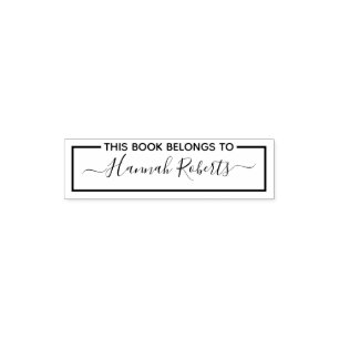 Bordered This Book Belongs To Trendy Script Name  Self-inking Stamp