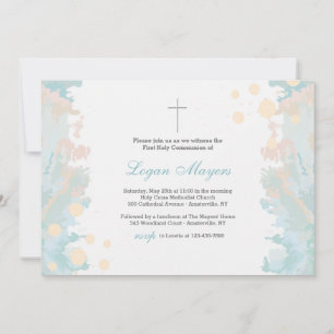 Borders in Acrylic Religious  Invitation