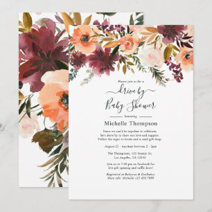 Bordo Peach Drive By Bridal or Baby Shower Invitation