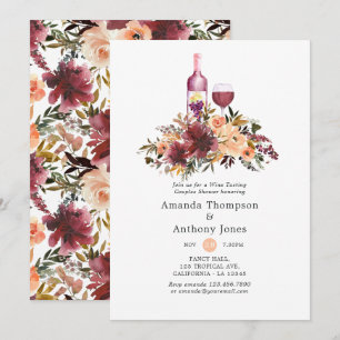 Bordo Peach Wine Tasting Couples Shower Invitation