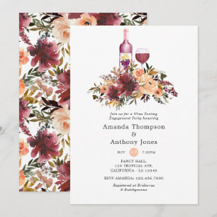 Bordo Peach Wine Tasting Engagement Party Invitation
