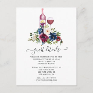 Bordo Wine Tasting Wedding Reception Guest Details Enclosure Card