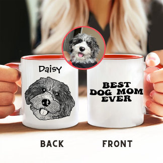 Bordoodle Dog Hand Drawing Personalised Mug