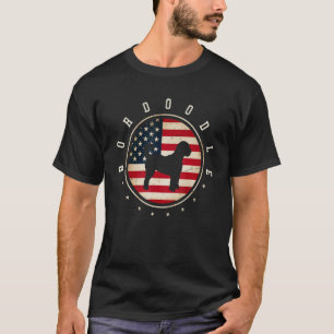 Bordoodle Usa Flag 4th July Dog Mum Dad T-Shirt