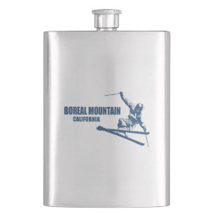 Boreal Mountain California Skier Hip Flask