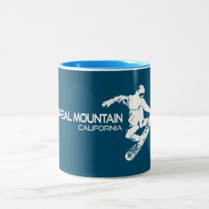 Boreal Mountain California Snowboarder Two-Tone Coffee Mug