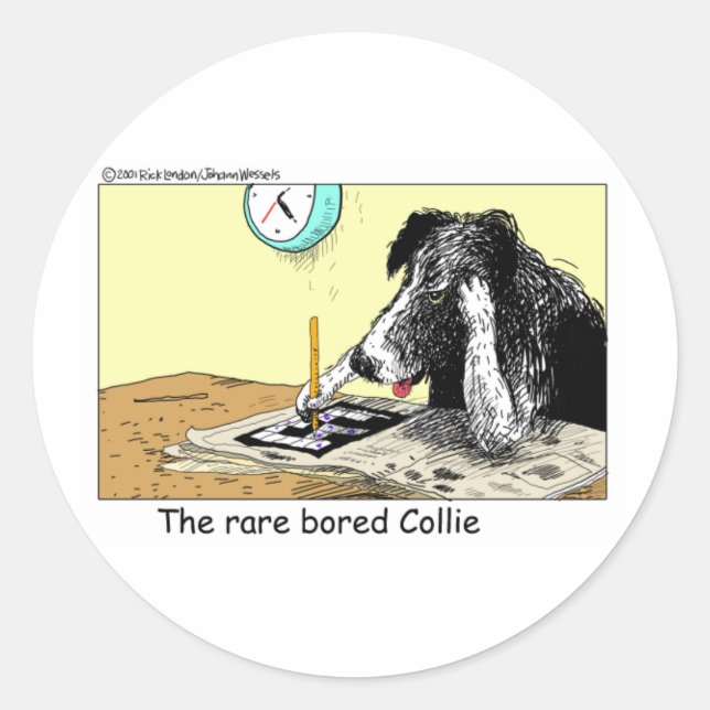 Bored Border Collie Funny Gifts Tees Collectibles Classic Round Sticker (Front)