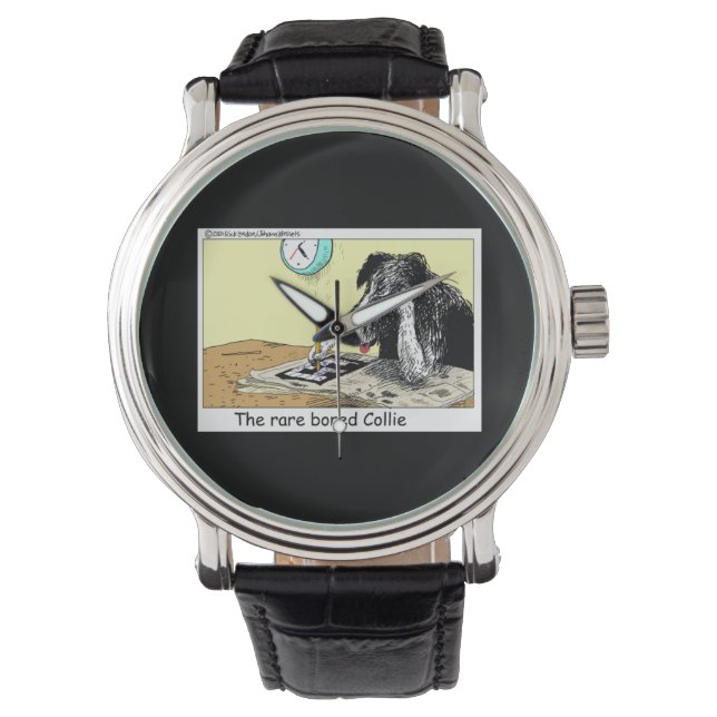 Bored Border Collie Funny Unisex Watch (Front)