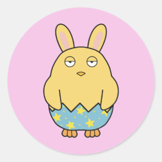 Bored Bunny Chick 04 Classic Round Sticker