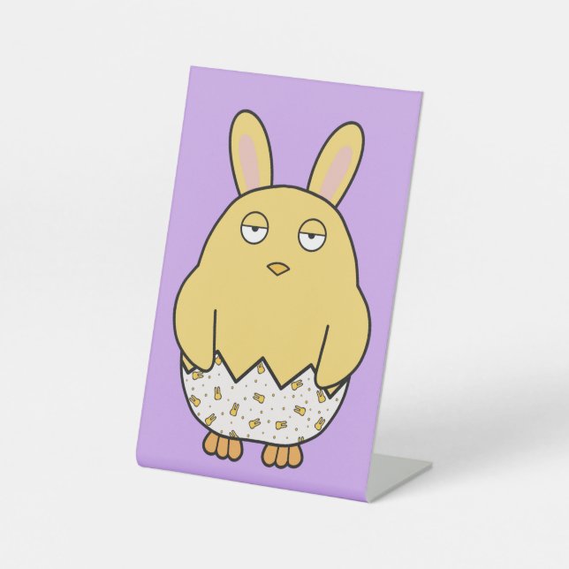 Bored Bunny Chick Pedestal Sign (Front)