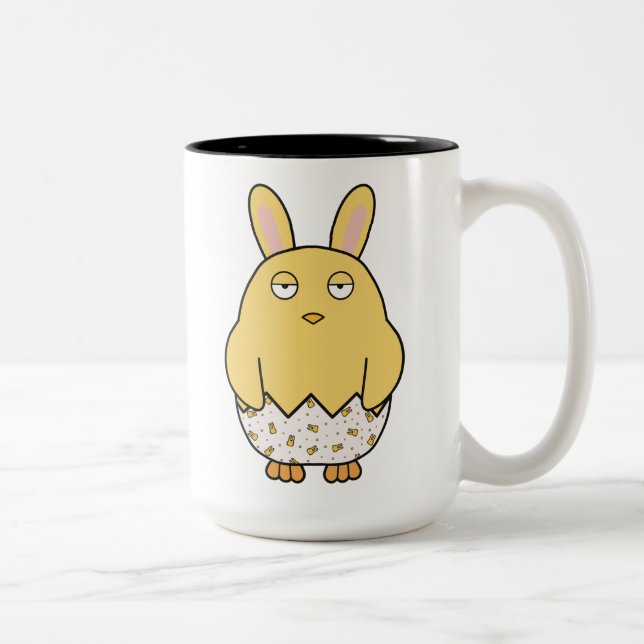Bored Bunny Chick Two-Tone Coffee Mug (Right)
