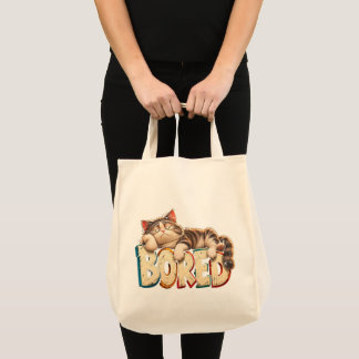 Bored Cat Funny Lazy Mood Humour Tote Bag