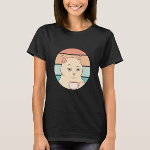 Bored Cat with Coffee Retro Sunshine Graphic T-Shirt