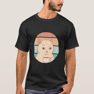 Bored Cat with Coffee Retro Sunshine Graphic T-Shirt