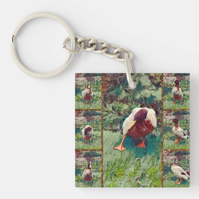 Bored Duck Photo Collage, Keyring (Front)
