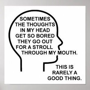 Bored Thoughts Funny Poster
