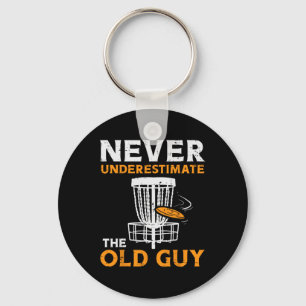 Boredkoalas Never Underestimate Old Guy Disc Golf Key Ring
