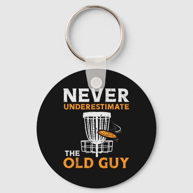 Boredkoalas Never Underestimate Old Guy Disc Golf  Key Ring (Front)