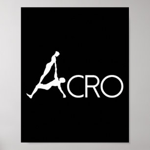 Boredkoalas Yoga Acro Dance Art White Outline Acro Poster