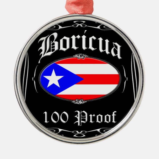 Boricua 100 Proof Metal Tree Decoration (Front)