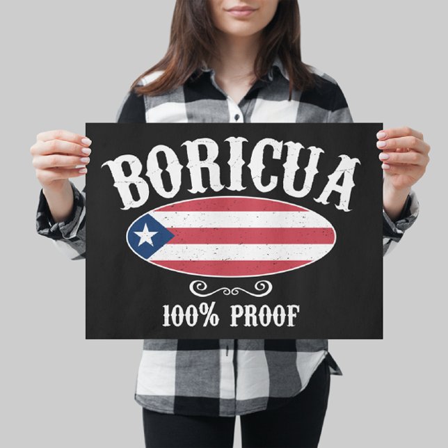 Boricua 100% Puerto Rico Vintage Poster (puerto rico boricua logo poster)