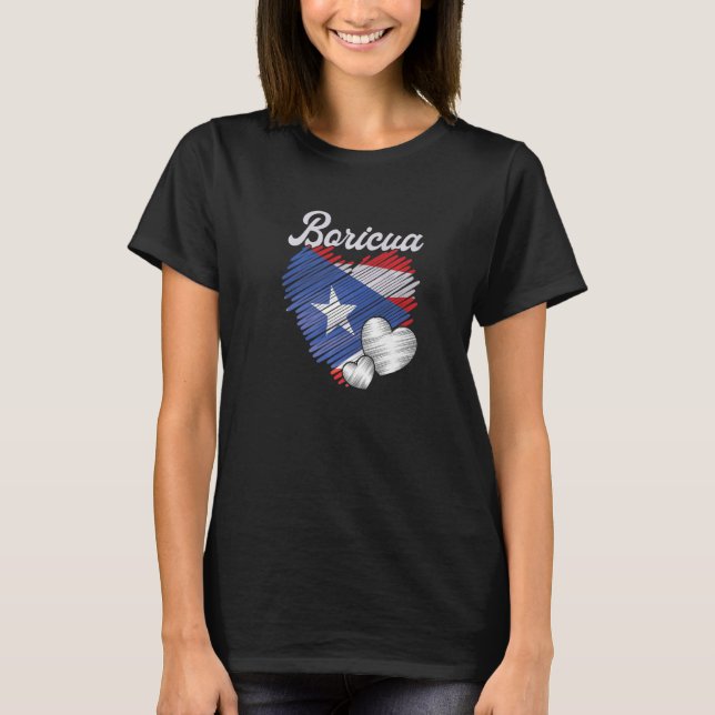 Boricua Heart Puerto Rico Flag Patriotic Puerto Ri T-Shirt (Front)