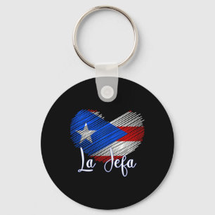 Boricua Jefa Puerto Rico Heart Flag Boricua Mum Mo Key Ring