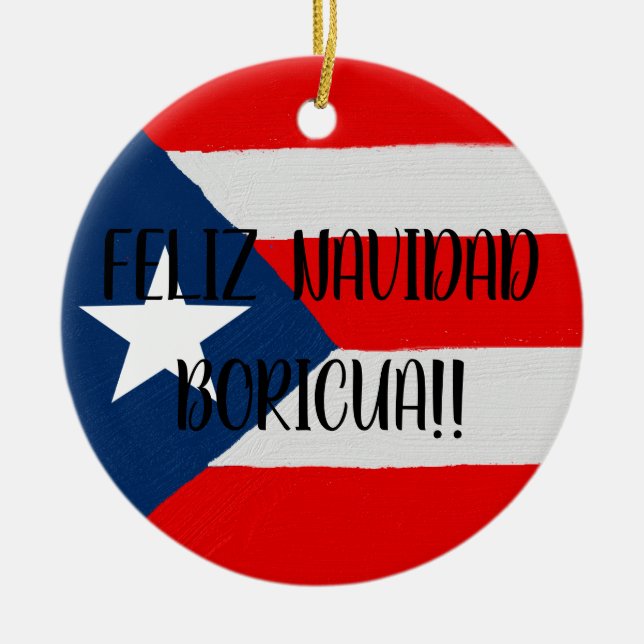 Boricua Puerto Rico flag coqui Christmas Ceramic Ceramic Tree Decoration (Front)