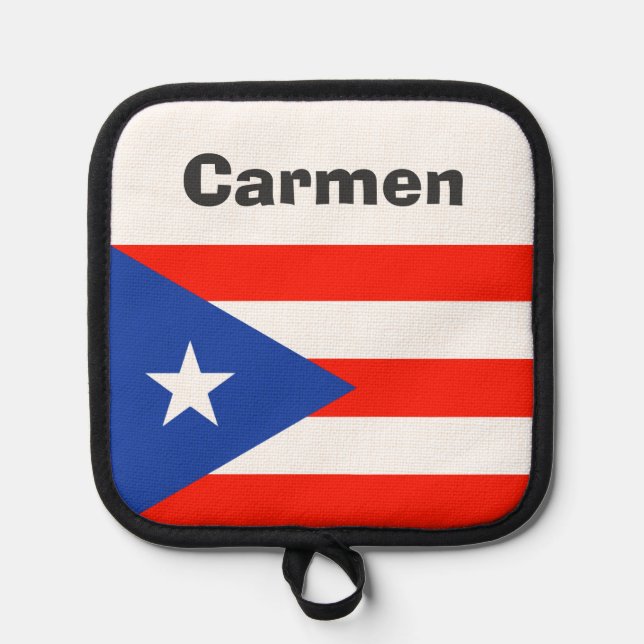 Boricua Puerto Rico Flag Oven Mitt and Pot Holders (Front)