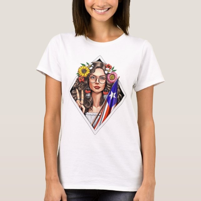 Boricua Puerto Rico Girl T-Shirt (Front)