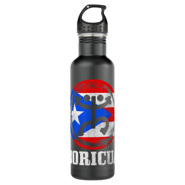 Boricua Taino Coqui Symbol Puerto Rico Flag Pride  710 Ml Water Bottle (Front)
