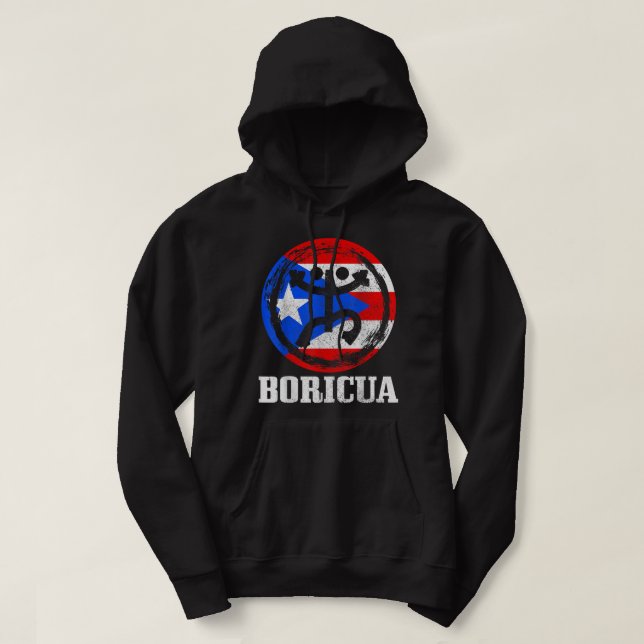 Boricua Taino Coqui Symbol Puerto Rico Flag Pride  Hoodie (Design Front)