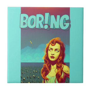 Boring pop art redhead woman  trifold wallet tile