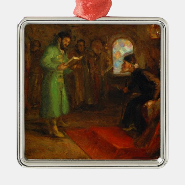 Boris Godunov with Ivan the Terrible Metal Tree Decoration (Front)