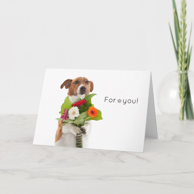 Boris - Jack Russell Terrier - Flowers for you! Card (Front)