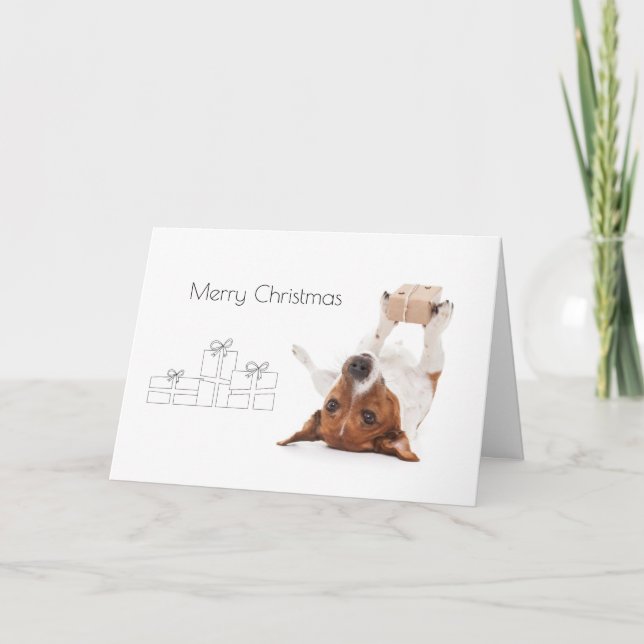 Boris - Jack Russell Terrier - Merry Christmas Holiday Card (Front)