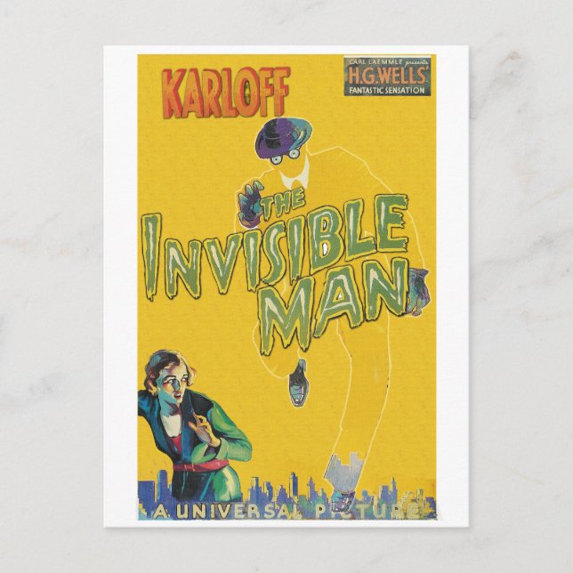 Boris Karloff as The Invisible Man Postcard (Front)