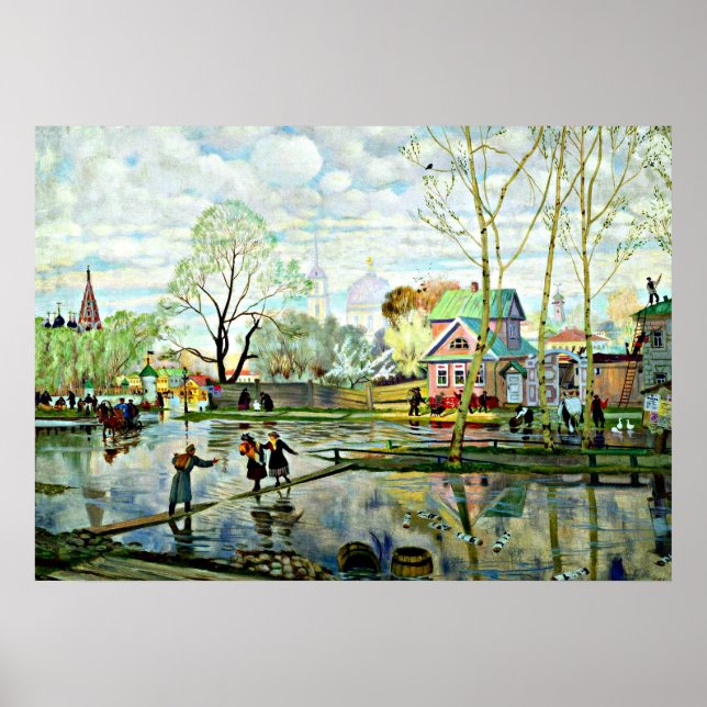 Boris Kustodiev art: Spring, painting by Kustodiev Poster (Front)