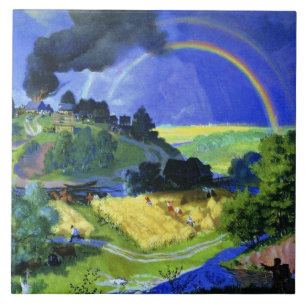 Boris Kustodiev artwork, After the Storm, Tile