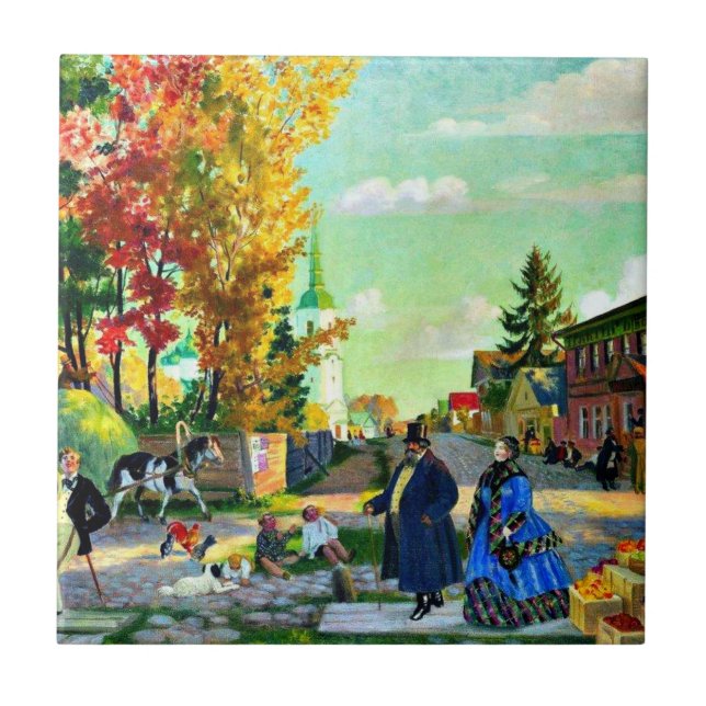 Boris Kustodiev: Autumn Festivities painting Tile (Front)
