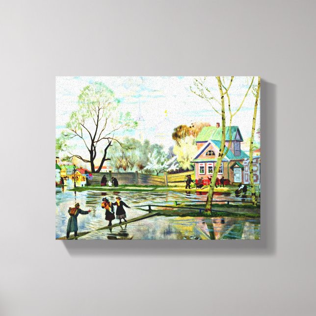 Boris Kustodiev, Spring, famous painting Canvas Print (Front)