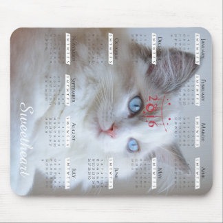 Boris SugarPuffs mousepad with 2016 calendar