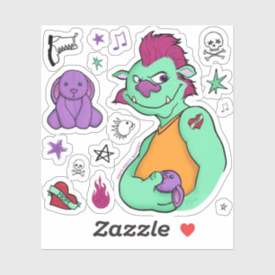 Boris, the monster, sticker set