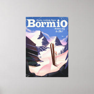 Bormio,Sondrio, Lombardy Region, Italy ski poster. Canvas Print